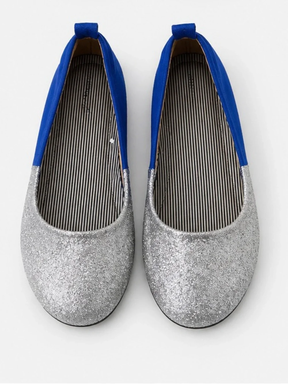 Tommy Hilfiger Girls Silver Glitter and Blue Ballet Flats